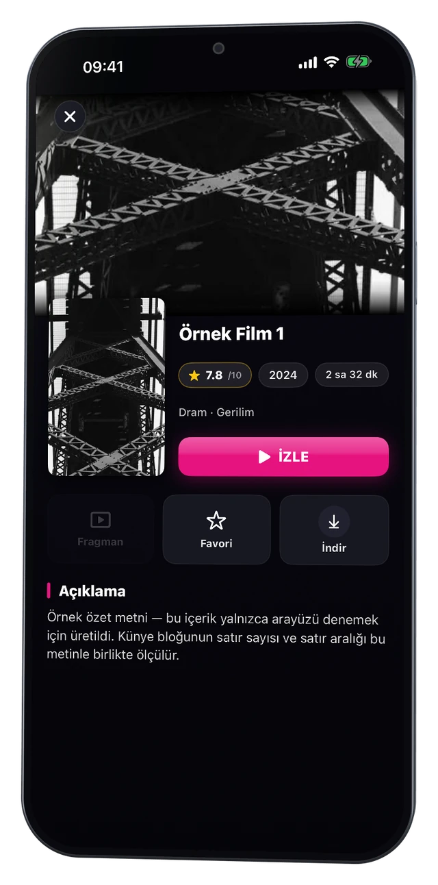 Film detay sayfası: künye, İzle, Fragman, Favori ve İndir