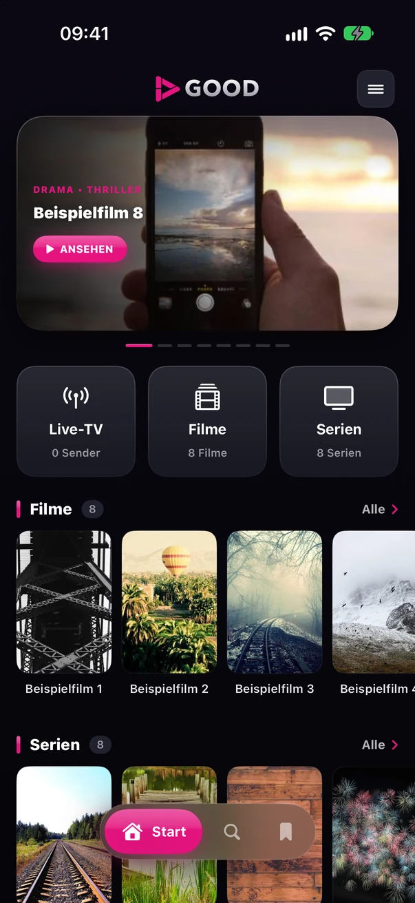 Startseite von Good IPTV Player