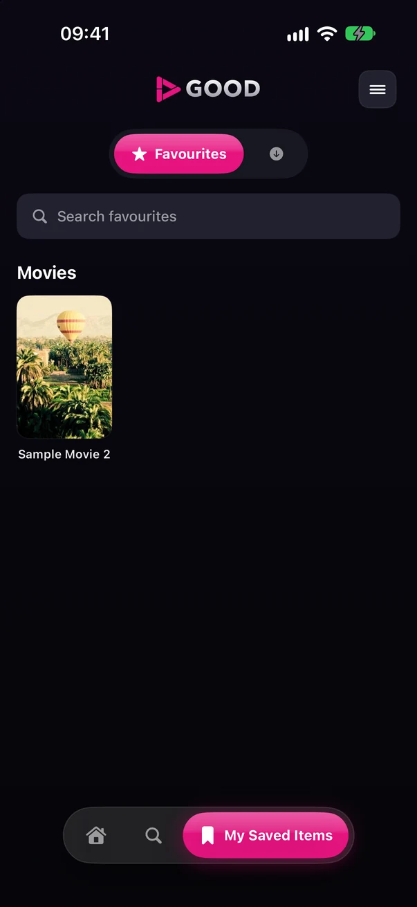 My Saved Items screen